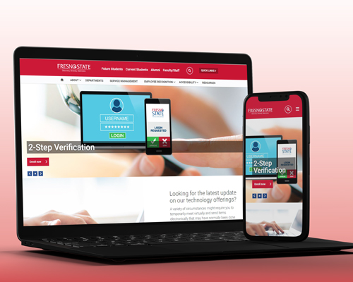 Image of Fresno State Redesign sample on laptop and mobile devices