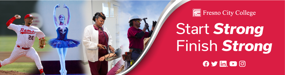 Full design with students and text reading Start Strong Finish Strong