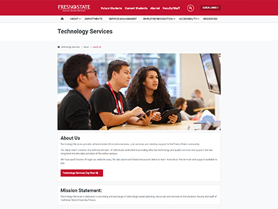 Screenshot of Fresno State new design