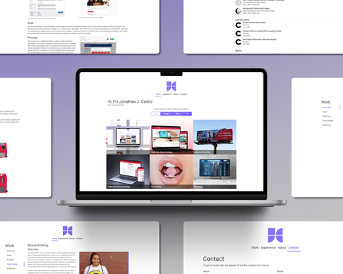 Photo of portfolio layout with a laptop